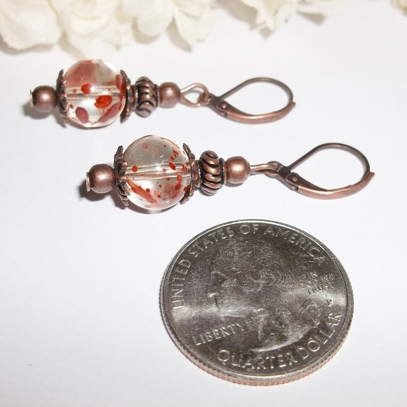 Orange Boho Beaded Earrings Set NWT Handmade 5155 - Picture 5 of 8